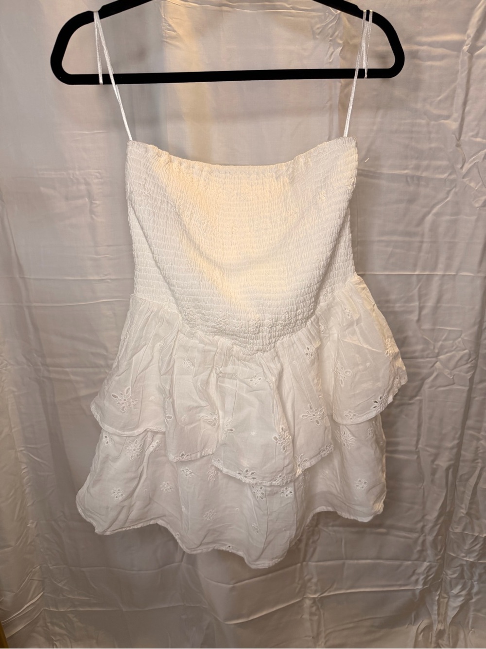 Japna White Tiered Eyelet Mini Dress - Women